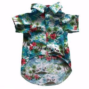 Dog Hawaiian Shirt M EXPAWLORER Blue Tropical surf